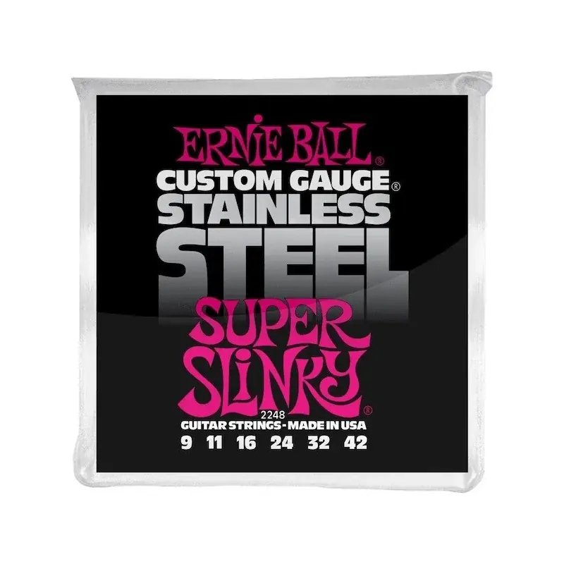 Dernier Modèle Ernie Ball Super Slinky Stainless Steel 9-42