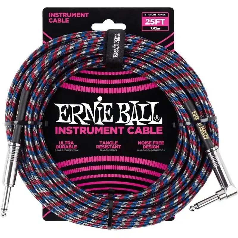 Ernie Ball Braided 25‘ Bk/Rd/Bl/Wh Remise