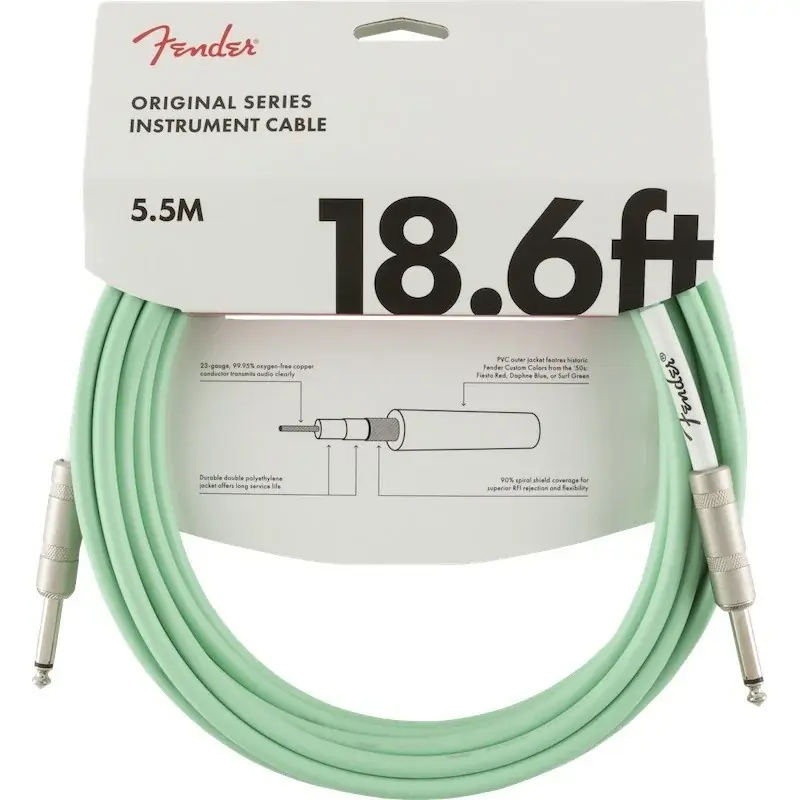 Fender Original Cable 5,5m Surf Green Commande En Gros