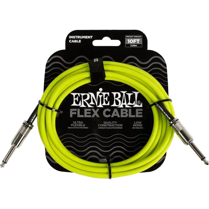 Ernie Ball Flex Instrument Cable 3m Green Expédition Rapide