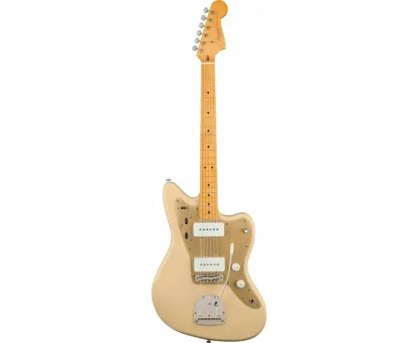 Offre Exclusive 40TH ANNIVERSARY JAZZMASTER VINTAGE EDITION MAPLE FINGERBOARD GOLD ANODIZED PICKGUARD SATIN DESERT SAND