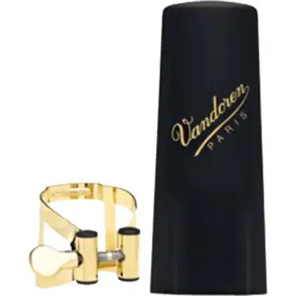 Must-Have Vandoren M/O Plaquée Or LC51GP Ligature avec couvre-bec plastique pour clarinette Sib