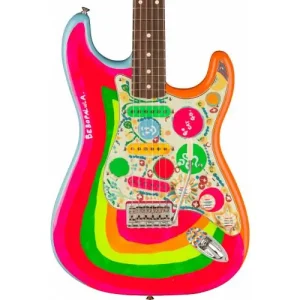 GEORGE HARRISON ROCKY STRATOCASTER ROSEWOOD FINGERBOARD HAND PAINTED ROCKY ARTWORK OVER SONIC BLUE Meilleur Prix