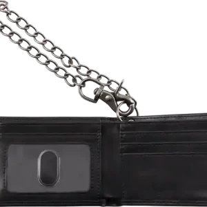 Meilleur Choix LIMITED EDITION LEATHER WALLET WITH CHAIN BLACK