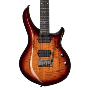 Haute Qualité GUITARE ELECTRIQUE MAJ200 DIMARZIO SPALTED MAPLE BLOOD ORANGE BURST