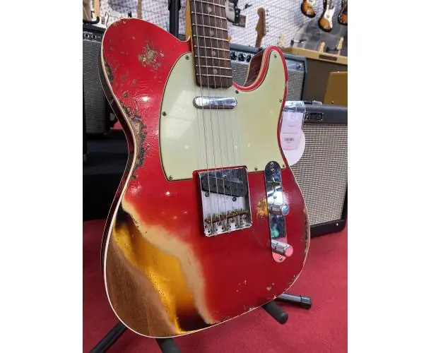 Satisfait Ou Remboursé CUSTOM SHOP - W21 LTD 60 TELECASTER CUSTOM HEAVY RELIC AGED CANDY APPLE RED OVER 3-COLOR SUNBURST