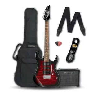 Satisfait Ou Remboursé PACK GUITARE IBANEZ GRX70QATRB ROUGE BY HURRICANE MUSIC
