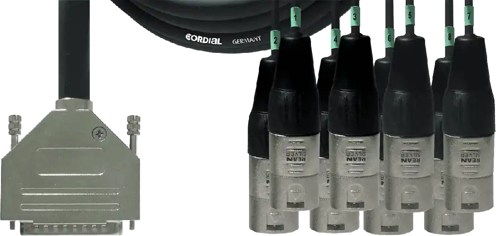 Cordial CFD3DMT - câble interface numérique d-sub/8x xlr mâles 3m Retour Gratuit