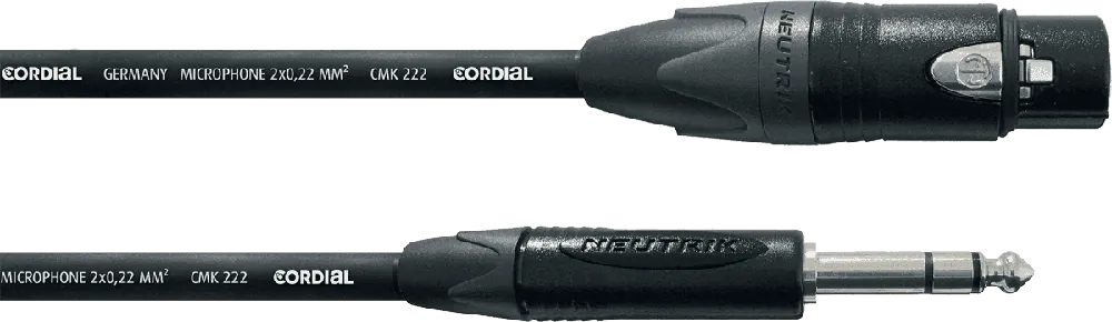 Cordial CPM2.5FV - câble audio sym neutrik xlr f/jack stéréo 2,5m Bon Marché