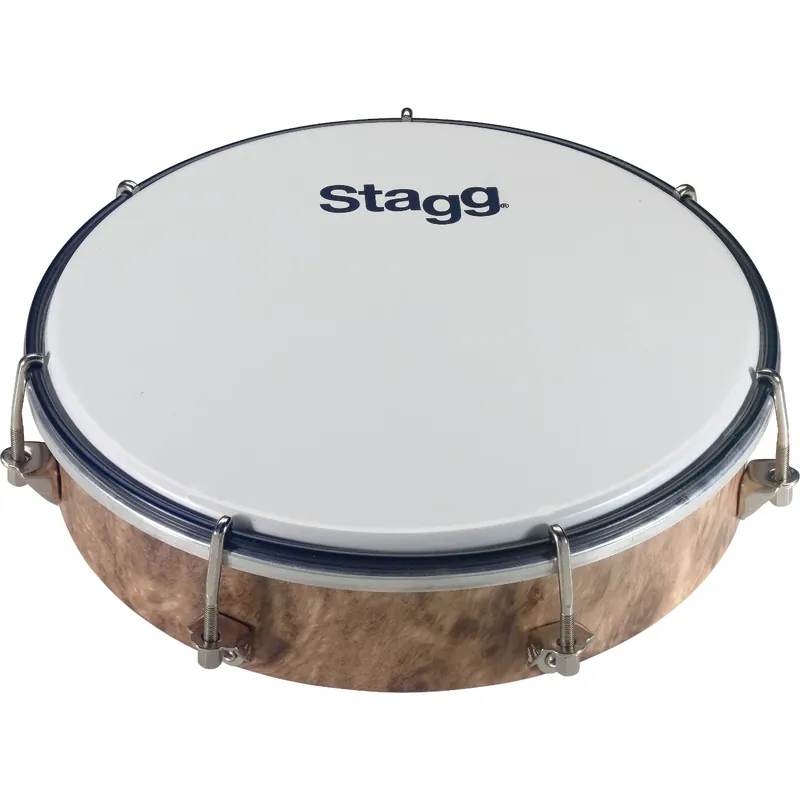 Tambourin Stagg 08" Accordable - Peau Plastique - Bois Usine Directe