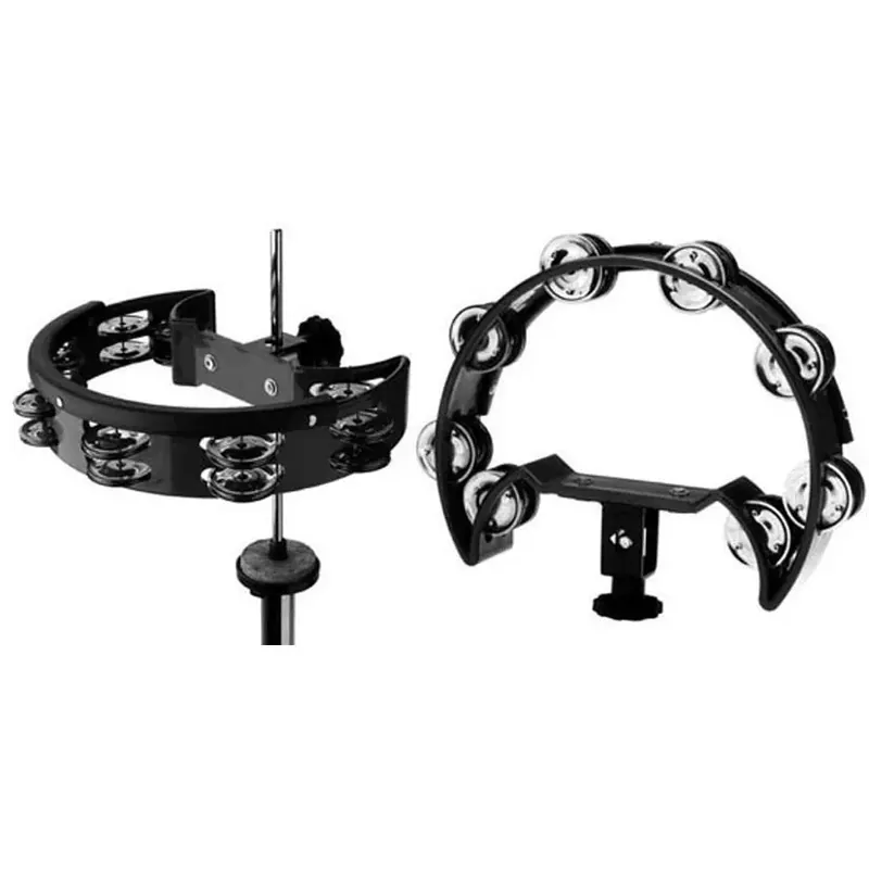 Prix Réduit Tambourin Stagg - Simple Demi Lune - 16 Cymb - Black + Attache