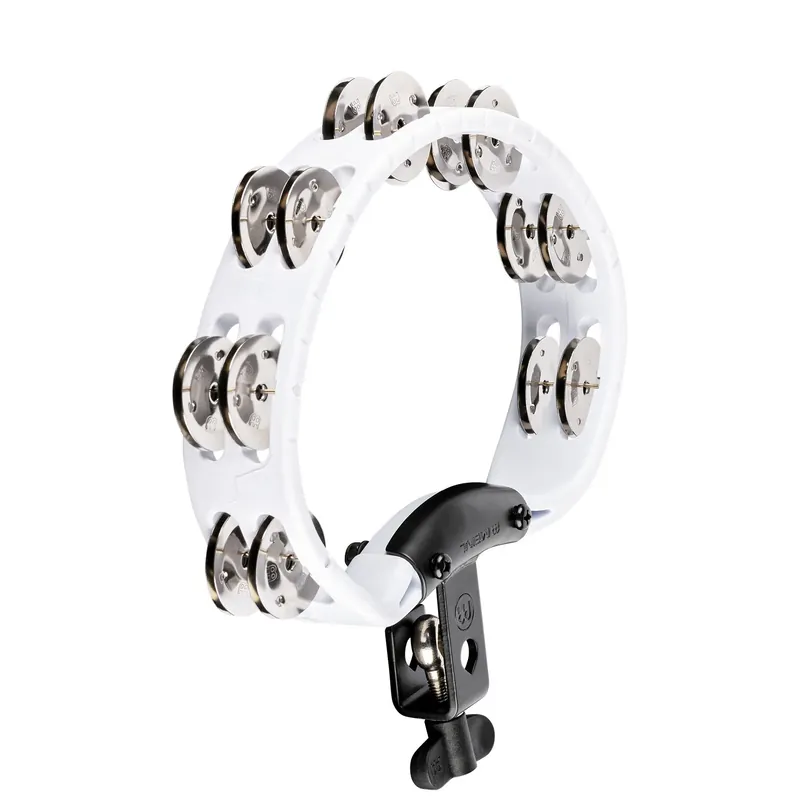 MEINL HTMT2WH Tambourin Headliner Demi-Lune 2 Rangs Acier White w/clamp Meilleure Vente