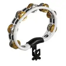 Offre Limitée MEINL TMT2MWH Tambourin Demi-Lune 2 Rangs Nickel/Cuivre White w/clamp