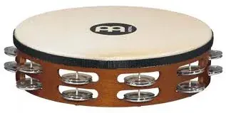 Tambourin Meinl Bois - Peau De Chevre - 2 Rangs - Alu - Brown Populaire