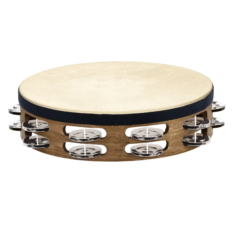 Bon Marché Tambourin Meinl Bois - Peau De Chevre - 2 Rangs - Acier - Walnut Brow