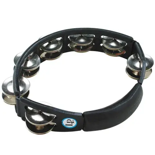 Prix Bas LATIN PERCUSSION LP150 Tambourin Cyclops Acier à Main Black