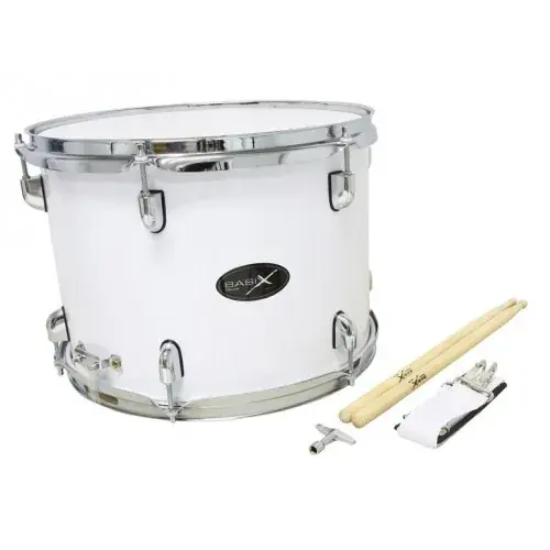 Produit De Marque Tambour Basix 14 X 10" Marching Tenor - White + Baguettes
