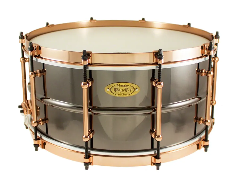 Satisfait Ou Remboursé WORLDMAX Black Dawg Caisse Claire 14"x 6.5" Laiton Aztec Gold Vintage