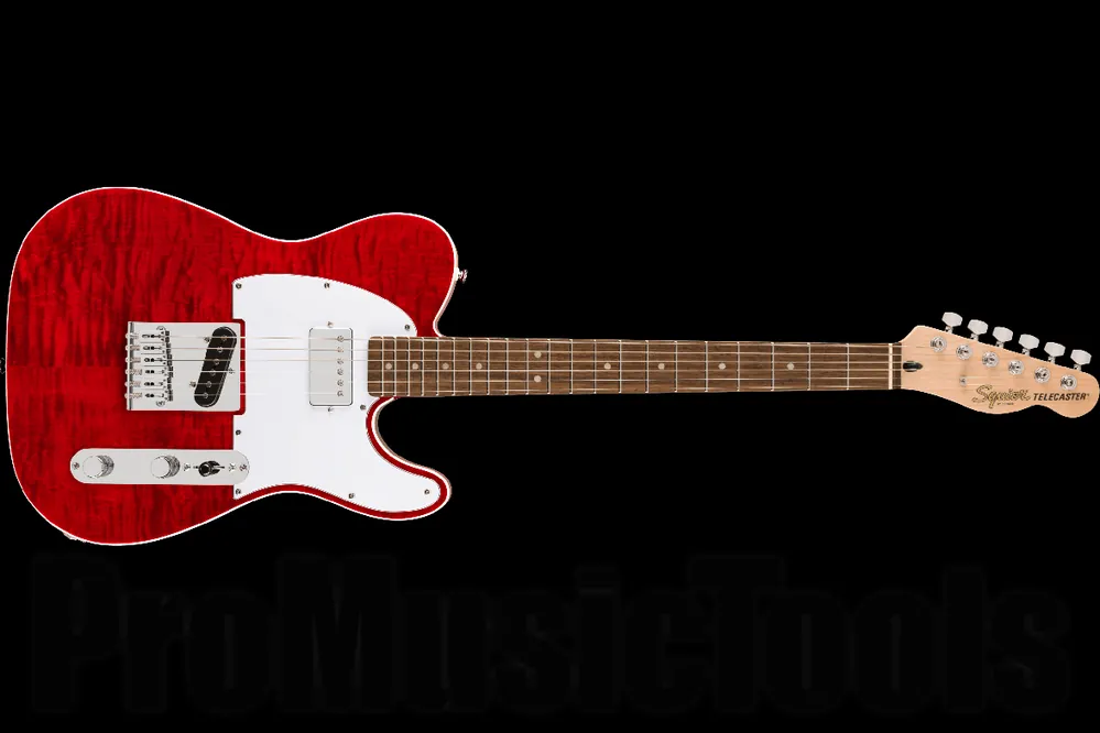 Fender Squier Affinity Series Telecaster FMT SH LRL - White Pickguard - Crimson Red Transparent Pas Cher