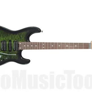 Vente Directe Charvel MJ San Dimas Style 1 HSH FR PF QM - Pau Ferro Fingerboard - Transparent Green Burst