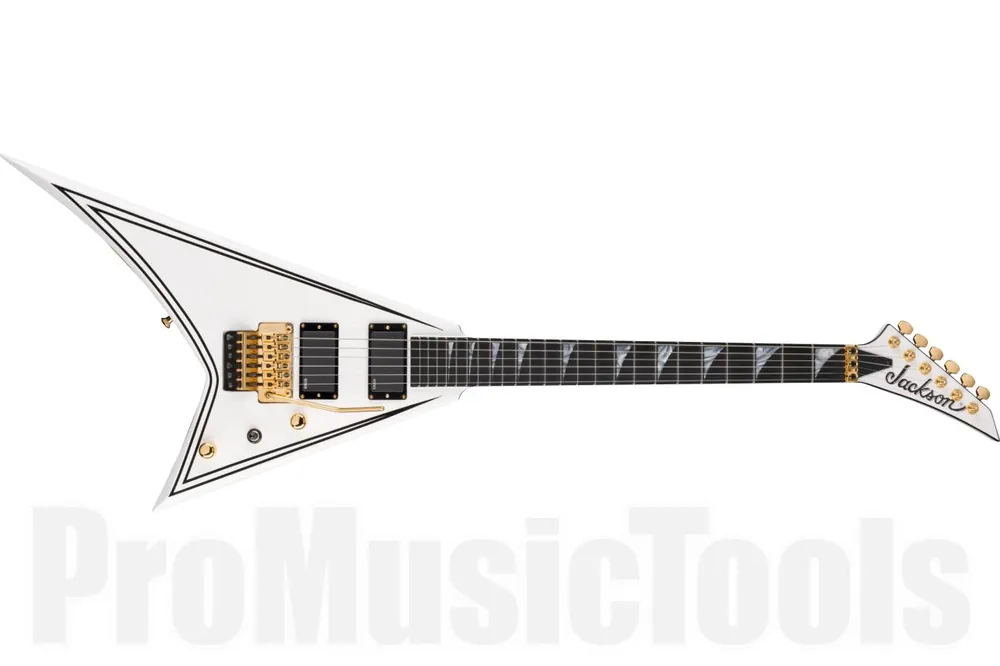 Petit Prix Jackson MJ Series Rhoads RR24MG EB - White with Black Pinstripes