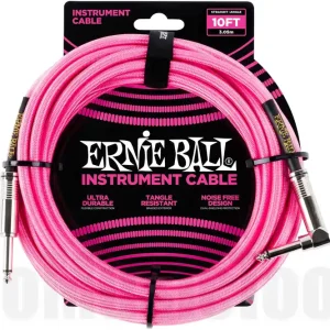 Ernie Ball 6078 Instrument Cable - Straight/Angle - Neon Pink - 3m Expédition Rapide