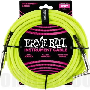 Ernie Ball 6080 Instrument Cable - Straight/Angle - Yellow - 3m Offre Spéciale