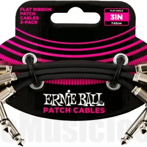 Dernier Modèle Ernie Ball 6220 Patch Cable - Flat - Angle/Angle - Black - 7,5cm - 3Pack