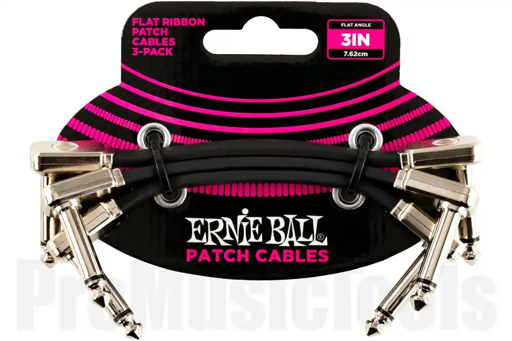 Dernier Modèle Ernie Ball 6220 Patch Cable - Flat - Angle/Angle - Black - 7,5cm - 3Pack