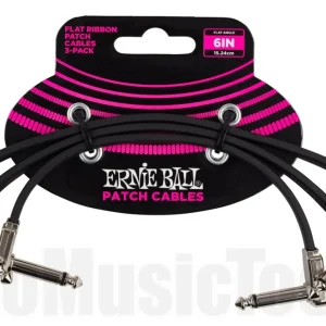 Petit Prix Ernie Ball 6221 Patch Cable - Flat - Angle/Angle - Black - 15cm - 3Pack