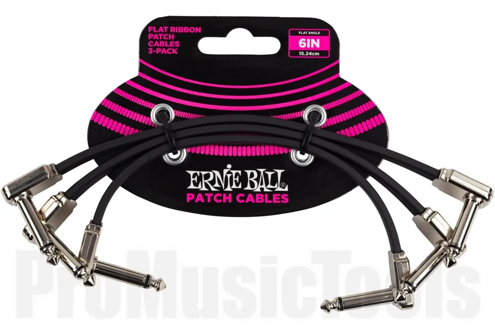 Petit Prix Ernie Ball 6221 Patch Cable - Flat - Angle/Angle - Black - 15cm - 3Pack