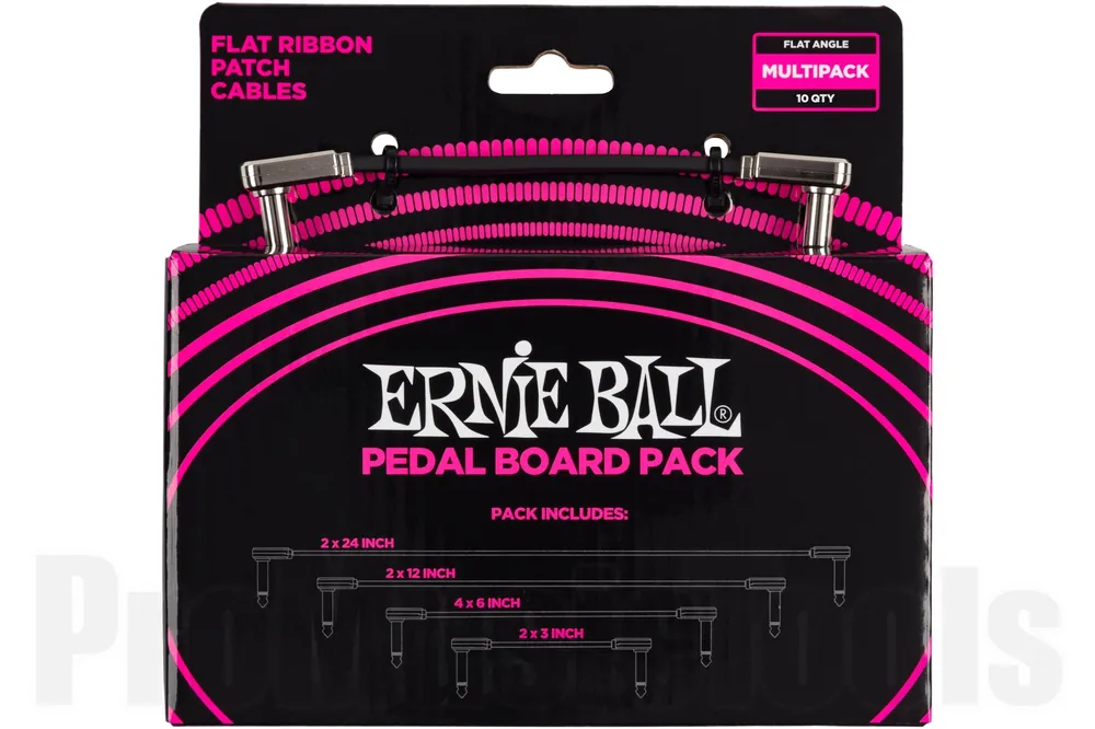 Ernie Ball 6224 Patch Cable - Flat - Angle/Angle - Black - Multi-Pack Retour Gratuit
