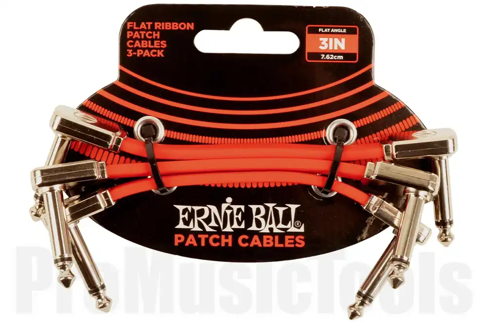 Ernie Ball 6401 Patch Cable - Flat - Angle/Angle - Red - 7,5cm - 3 Pack Livraison Express