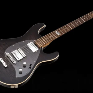 Music Man USA Steve Morse Y2D BFR Darklord Limited Edition BKB - Black Burst AAAA Flame - Reverse Headstock Soldes