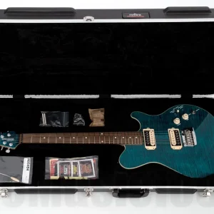 Vente Flash Music Man USA Reflex HH Trem Guitar TB - Translucent Blue RW Birdseye