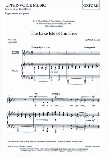 Oxford University Press The Lake Isle of Innisfree - Yeats/Daley - SSA Meilleur Prix