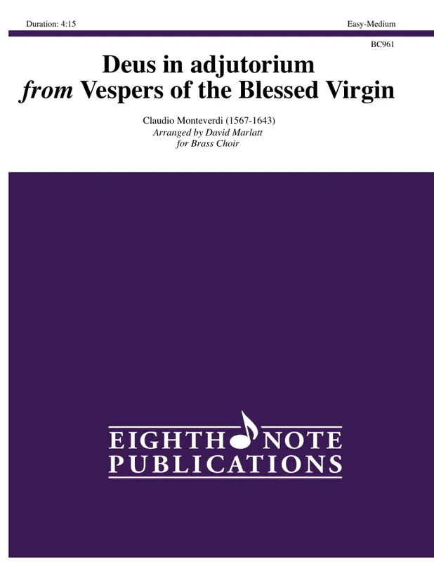 Commander Vite Eighth Note Publications Deus in adjutorium - Monteverdi/Marlatt - Brass Choir - Score and Parts