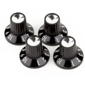 Fender Black-Silver Skirted (1-10) Push-on Amplifier Knobs (4) Vente Directe