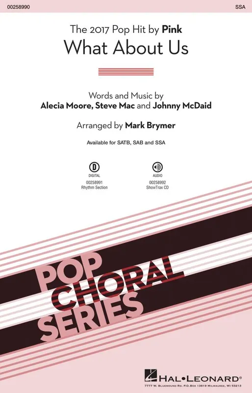 Hal Leonard What About Us - Pink/Brymer - SSA Vente Flash