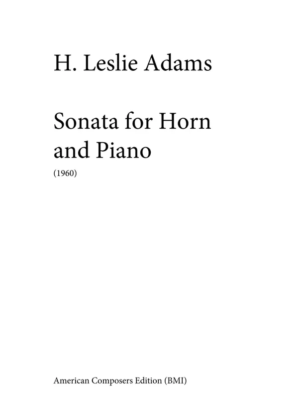 Commander Vite American Composers Alliance Sonata for Horn and Piano ‘‘Empire Sonata‘‘ - Adams - Horn/Piano - Book
