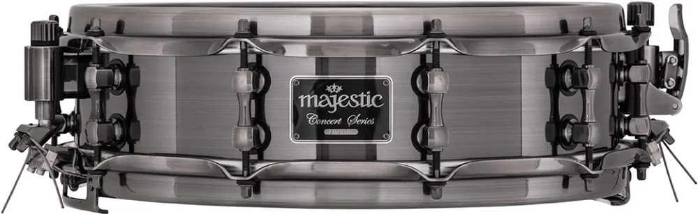 Acheter Direct Majestic Percussion 14x4‘‘ Concert Black Series Cast Aluminum Concert Snare Drum