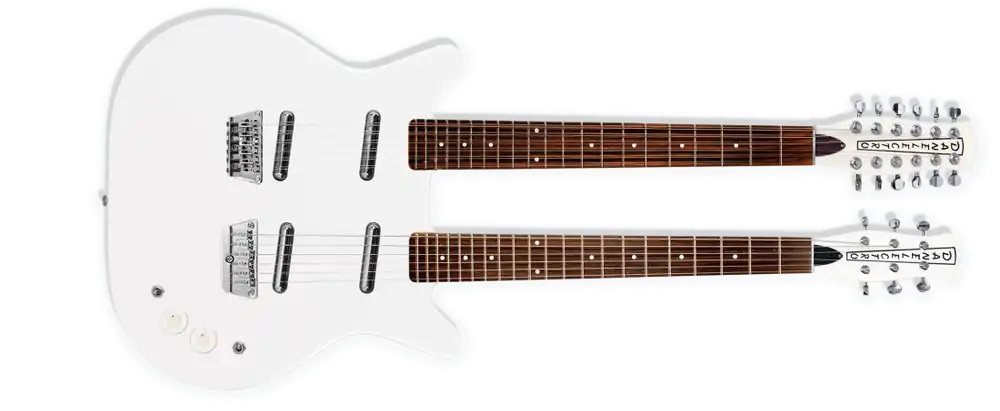 Jusqu'à Épuisement Des Stocks Danelectro Doubleneck 6 and 12 String Electric Guitar - White Pearl